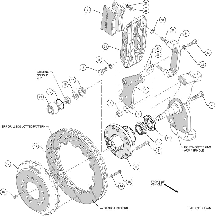 65-70 IMPALA,FULL DISC BRAKE KIT,2" DROP SPINDLES,13"/12" DRILLED,RED