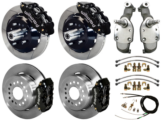 65-70 IMPALA,FULL DISC BRAKE KIT,2" DROP SPINDLES,13"/12" ROTORS,BLACK