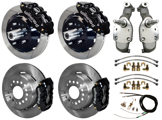 59-64 IMPALA,FULL DISC BRAKE KIT,2" DROP SPINDLES,13"/12" ROTORS,BLACK