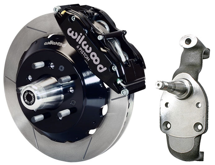 58-70 IMPALA FRONT DISC BRAKE KIT,2" DROP SPINDLES,14" ROTORS,BLACK