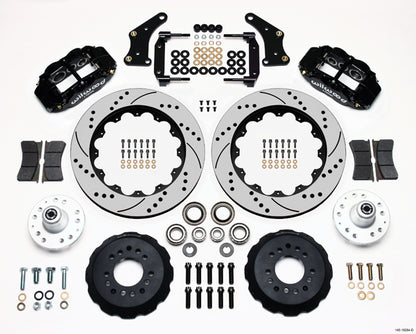 65-70 IMPALA,FULL DISC BRAKE KIT,2" DROP SPINDLES,14"/12" DRILLED,BLACK