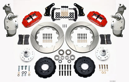 58-70 IMPALA FRONT DISC BRAKE KIT,2" DROP SPINDLES,14" ROTORS,RED