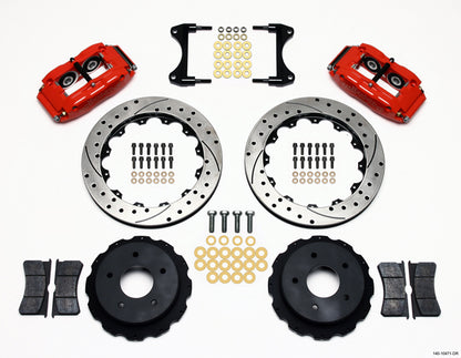 65-82 CORVETTE,FULL DISC BRAKE KIT,13" DRILLED,RED CALIPERS