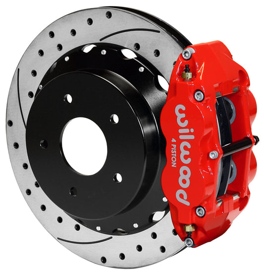 1965-1982 CORVETTE C2,C3 DISC BRAKE KIT,REAR,14" DRILLED ROTORS,4 PISTON,RED