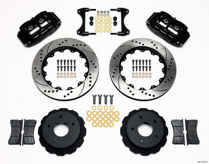 65-82 CORVETTE,FULL DISC BRAKE KIT,14" DRILLED,BLACK CALIPERS