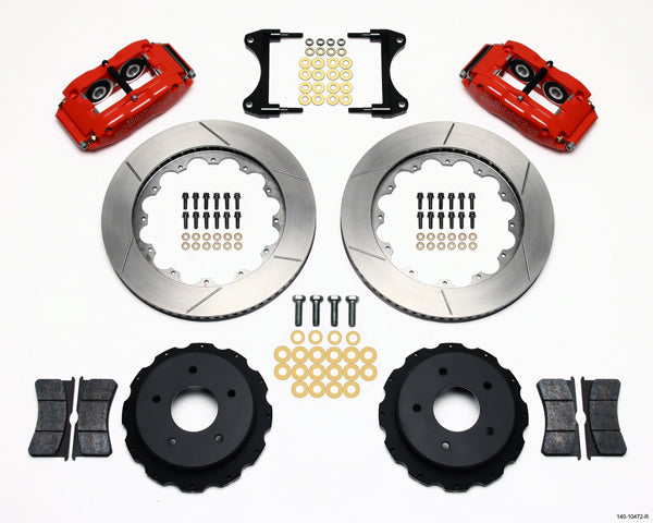 65-82 CORVETTE,FULL DISC BRAKE KIT,14" ROTORS,RED CALIPERS