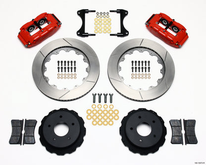 65-82 CORVETTE,FULL DISC BRAKE KIT,14" ROTORS,RED CALIPERS