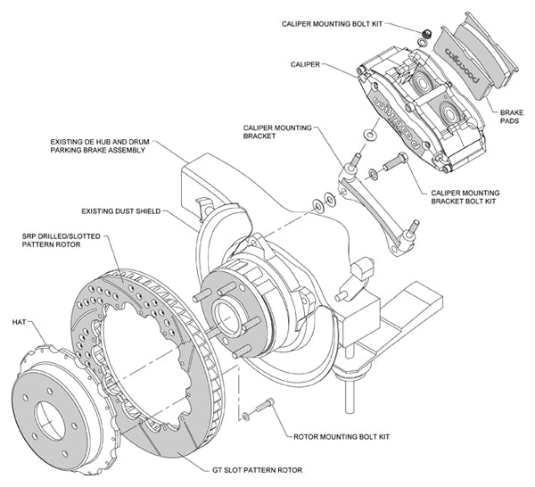 1965-1982 CORVETTE C2,C3 DISC BRAKE KIT,REAR,14" ROTORS,4 PISTON CALIPERS,BLACK