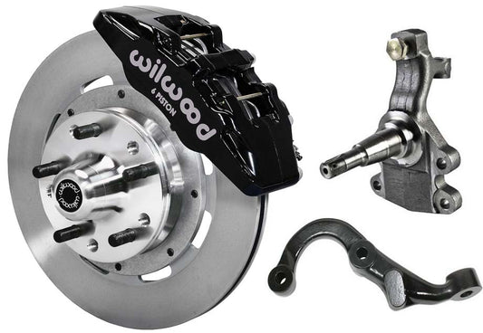 67-69 GM F FRONT DISC BRAKE KIT,2" DROP SPINDLES,ARMS,6 PISTON,12" ROTORS,BLACK