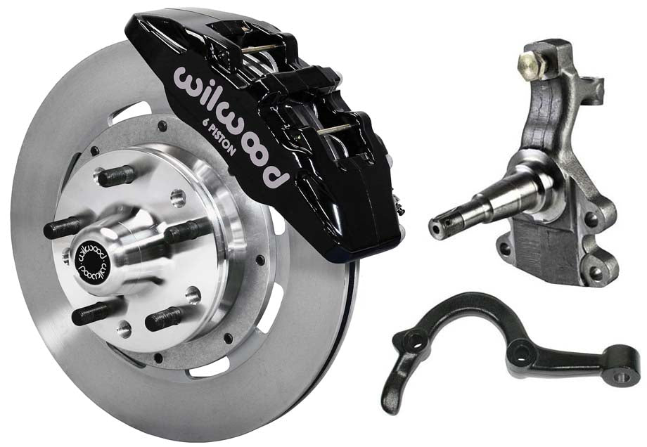 64-72 GM A FRONT DISC BRAKE KIT,2" DROP SPINDLES,ARMS,6 PISTON,12" ROTORS,BLACK