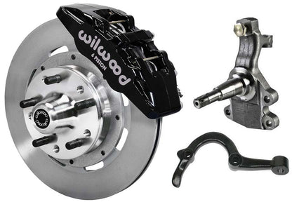 64-72 GM A FRONT DISC BRAKE KIT,2" DROP SPINDLES,ARMS,6 PISTON,12" ROTORS,BLACK