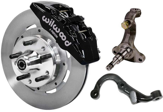 67-69 GM F FRONT DISC BRAKE KIT,STOCK SPINDLES,ARMS,6 PISTON,12" ROTORS,BLACK