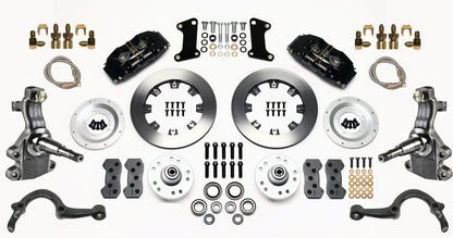 64-72 GM A FULL DISC BRAKE KIT,2" DROP SPINDLES,ARMS,6 PIS. FRONT,12" ROTORS,BLK