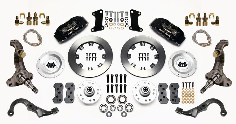 67-69 GM F FULL DISC BRAKE KIT,STOCK SPINDLES,ARMS,6 PIS. FRONT,12" ROTORS,BLACK