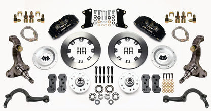 64-72 GM A FULL DISC BRAKE KIT,STOCK SPINDLES,ARMS,6 PIS. FRONT,12" ROTORS,BLACK