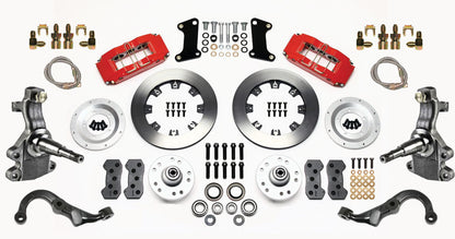 67-69 GM F FULL DISC BRAKE KIT,2" DROP SPINDLES,ARMS,6 PIS. FRONT,12" ROTORS,RED