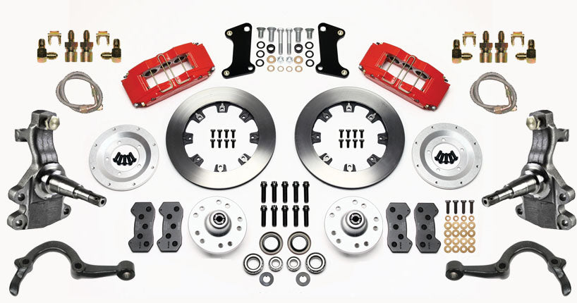 64-72 GM A FRONT DISC BRAKE KIT,2" DROP SPINDLES,ARMS,6 PISTON,12" ROTORS,RED