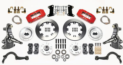 64-72 GM A FRONT DISC BRAKE KIT,2" DROP SPINDLES,ARMS,6 PISTON,12" ROTORS,RED