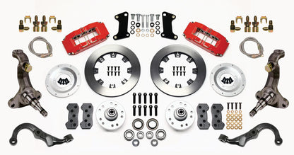 67-69 GM F FRONT DISC BRAKE KIT,STOCK SPINDLES,ARMS,6 PISTON,12" ROTORS,RED