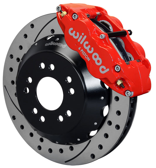 1965-1982 CORVETTE C2,C3 DISC BRAKE KIT,FRONT,13" DRILLED ROTORS,6 PISTON,RED