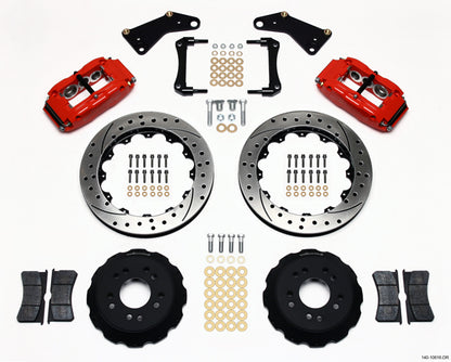 65-82 CORVETTE,FULL DISC BRAKE KIT,13" DRILLED,RED CALIPERS