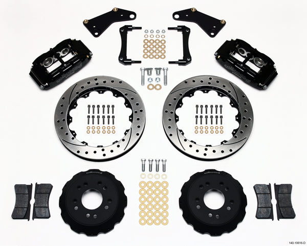 65-82 CORVETTE,FULL DISC BRAKE KIT,13" DRILLED,BLACK CALIPERS