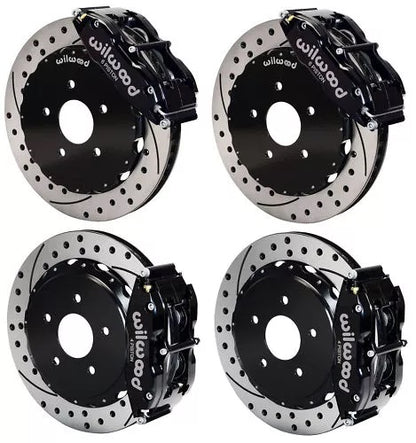 65-82 CORVETTE,FULL DISC BRAKE KIT,13" DRILLED,BLACK CALIPERS