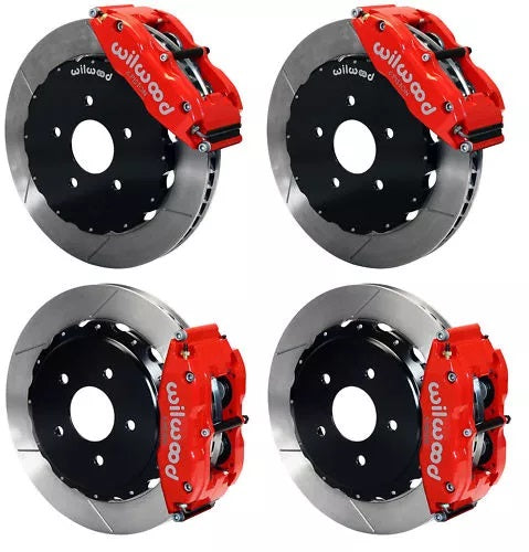 65-82 CORVETTE,FULL DISC BRAKE KIT,14" ROTORS,RED CALIPERS
