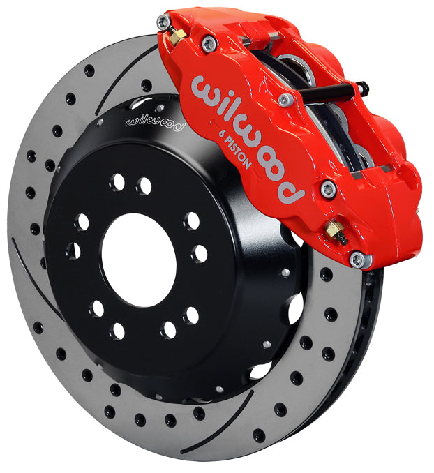 1965-1982 CORVETTE C2,C3 DISC BRAKE KIT,FRONT,14" DRILLED ROTORS,6 PISTON,RED