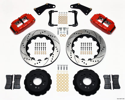 65-82 CORVETTE,FULL DISC BRAKE KIT,14" DRILLED,RED CALIPERS