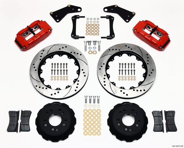 1965-1982 CORVETTE C2,C3 DISC BRAKE KIT,FRONT,14" DRILLED ROTORS,6 PISTON,RED