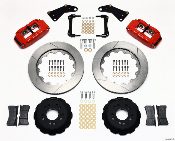 65-82 CORVETTE,FULL DISC BRAKE KIT,14" ROTORS,RED CALIPERS