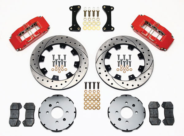 90-95 HONDA CIVIC FULL DISC BRAKE KIT,12" DRILLED,DP6,RED,2.71 OFFSET REAR