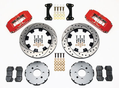 90-95 HONDA CIVIC FULL DISC BRAKE KIT,12" DRILLED,DP6,RED,2.71 OFFSET REAR