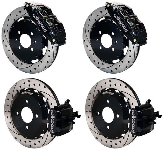 90-01 HONDA/ACURA FULL DISC BRAKE KIT,12" DRILLED,DP6,BLACK,2.39 OFFSET REAR