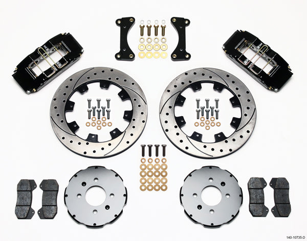 93-00 HONDA CIVIC FULL DISC BRAKE KIT,12" DRILLED,DP6,BLACK,2.46 OFFSET REAR