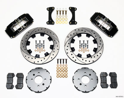 93-00 HONDA CIVIC FULL DISC BRAKE KIT,12" DRILLED,DP6,BLACK,2.46 OFFSET REAR