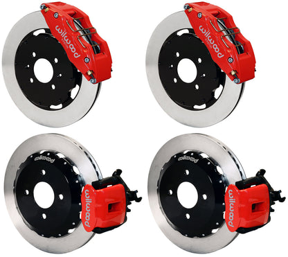 90-01 HONDA/ACURA FULL DISC BRAKE KIT,12" ROTORS,DP6,RED,2.39 OFFSET REAR