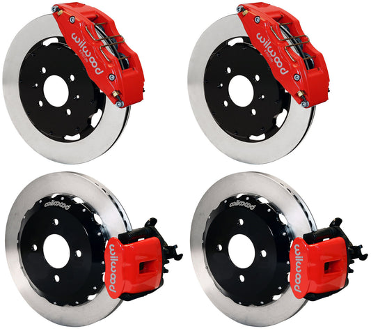 90-01 HONDA/ACURA FULL DISC BRAKE KIT,12" ROTORS,DP6,RED,2.39 OFFSET REAR