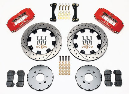 92-00 HONDA CIVIC FULL DISC BRAKE KIT,12" DRILLED,DP6,RED,2.46 OFFSET REAR