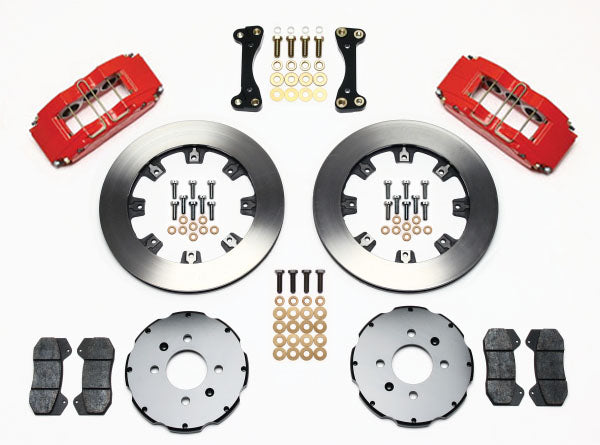 90-97 HONDA FULL DISC BRAKE KIT,12" ROTORS,DP6,RED,2.39 OFFSET REAR