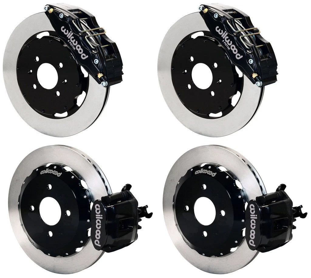 90-97 HONDA FULL DISC BRAKE KIT,12" ROTORS,DP6,BLACK,2.39 OFFSET REAR