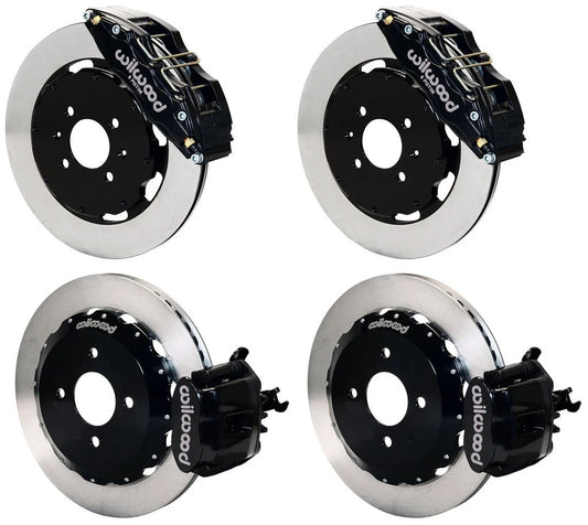 90-97 HONDA FULL DISC BRAKE KIT,12" ROTORS,DP6,BLACK,2.39 OFFSET REAR
