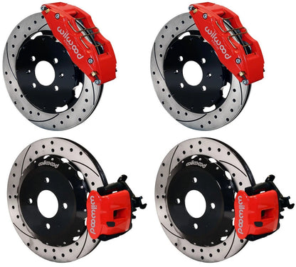 92-00 HONDA CIVIC FULL DISC BRAKE KIT,12" DRILLED,DP6,RED,2.46 OFFSET REAR