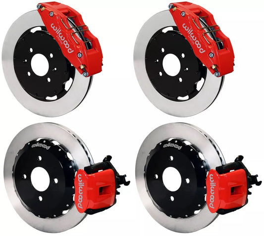 88-95 HONDA FULL DISC BRAKE KIT,12" ROTORS,DP6,RED,2.71 OFFSET REAR
