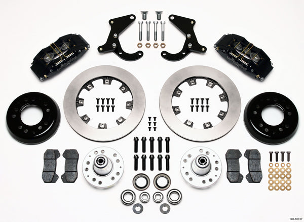 55-57 CHEVY FULL DISC BRAKE KIT,12" ROTORS,6/4 PISTON BLACK CALIPERS