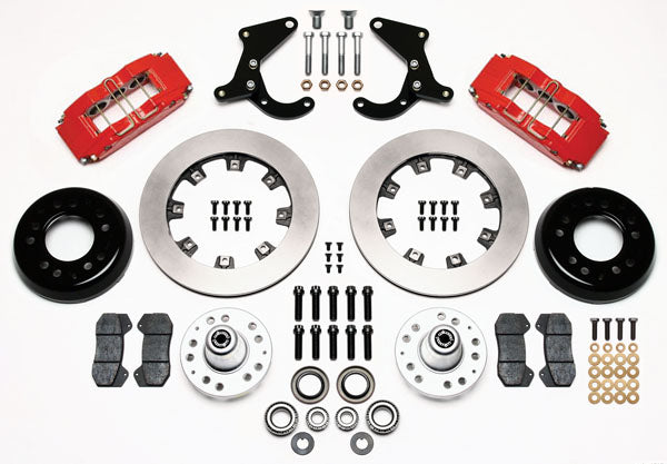 55-57 CHEVY FULL DISC BRAKE KIT,12" ROTORS,6/4 PISTON RED CALIPERS