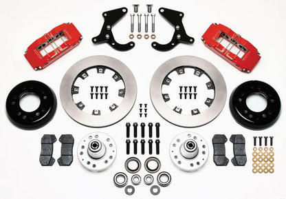55-57 CHEVY FULL DISC BRAKE KIT,12" ROTORS,6/4 PISTON RED CALIPERS