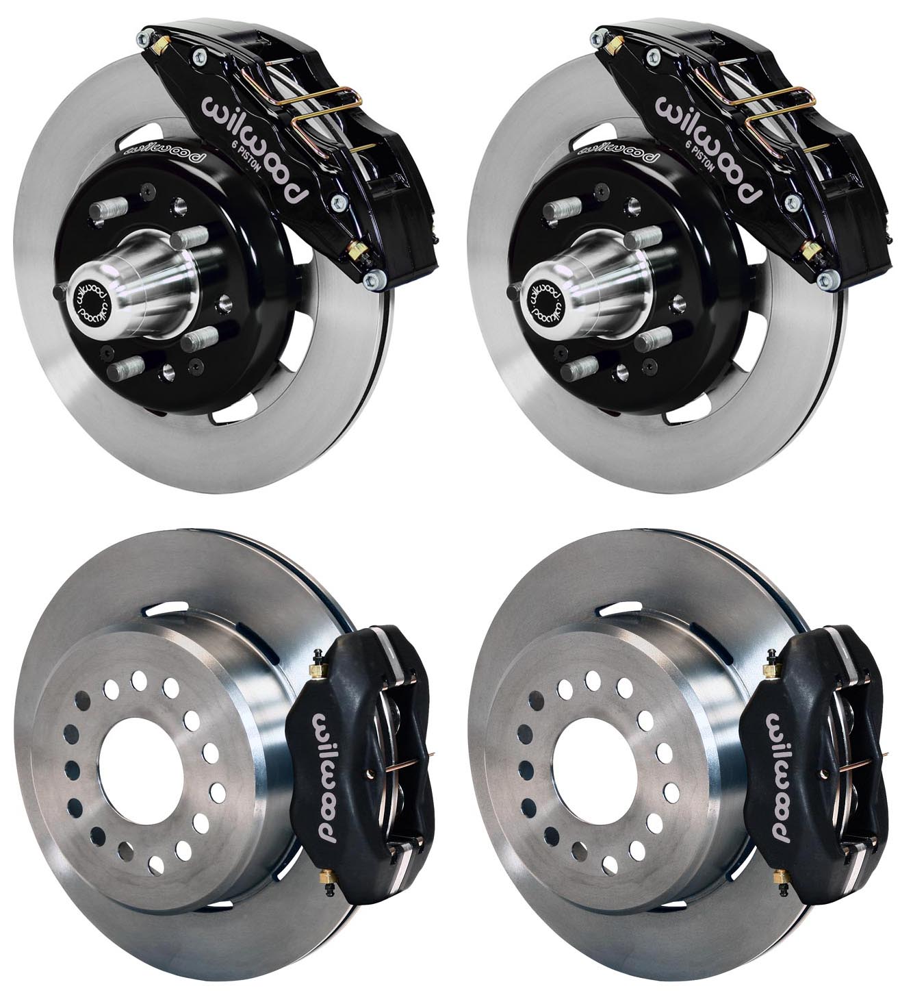 55-57 CHEVY FULL DISC BRAKE KIT,12" ROTORS,6/4 PISTON BLACK CALIPERS