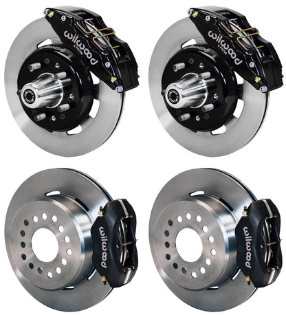 55-57 CHEVY FULL DISC BRAKE KIT,12" ROTORS,6/4 PISTON BLACK CALIPERS